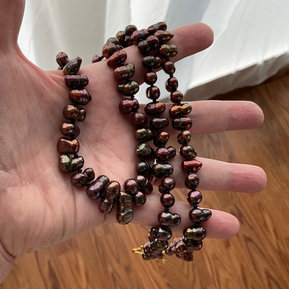 Burgundy Peanut Pearls, Handmade, 18.75” L, Chunky, Funky, Festive, Fun - Picture 6 of 11